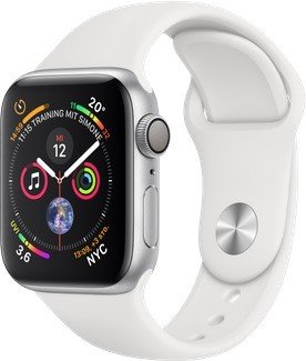 Apple Watch Series 4 2018 40 mm Aluminium GPS silber Sportarmband weiB 191 jetzt 30 Tage Ruckgaberecht