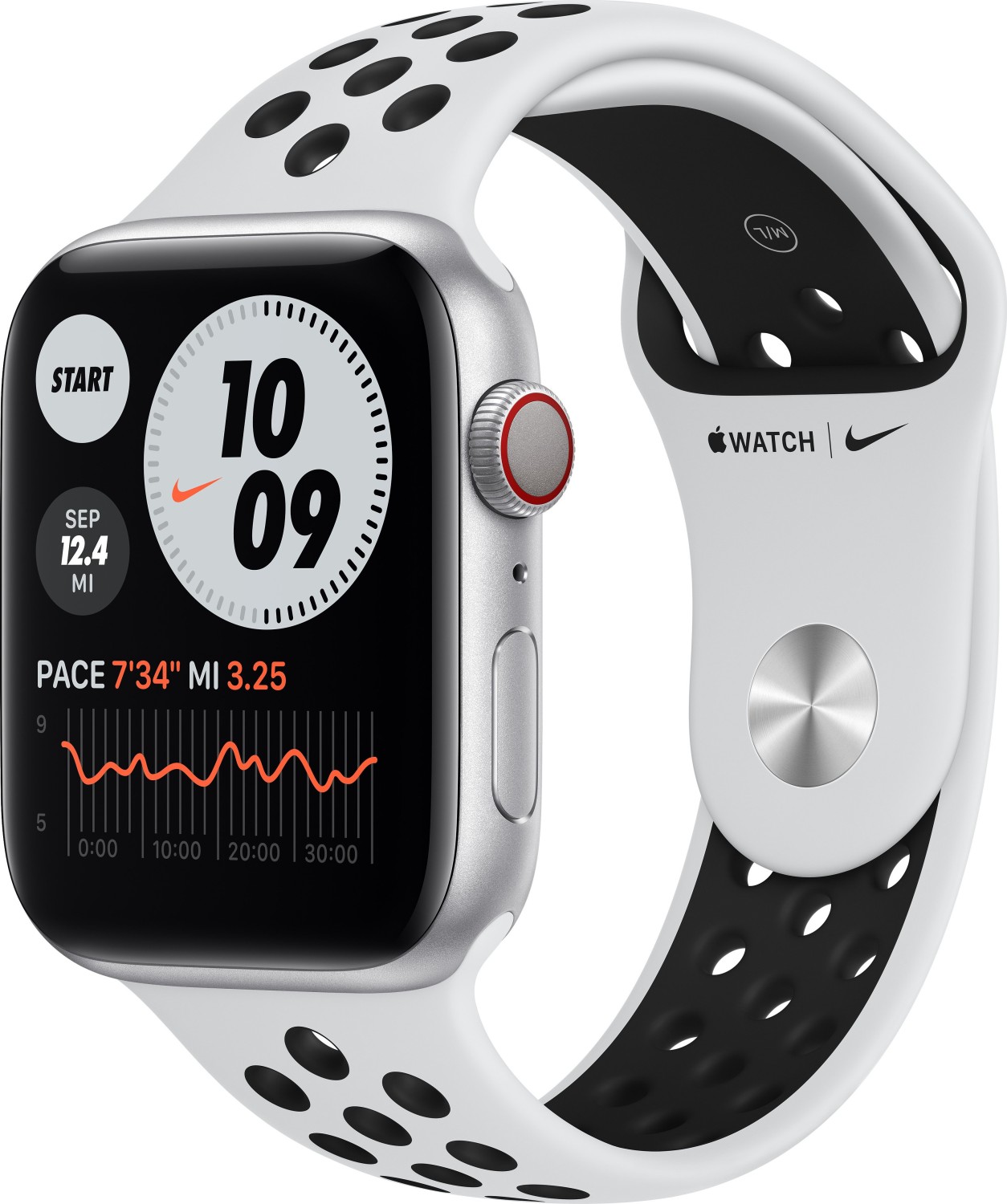 Apple Watch Nike Series 6 Aluminium 44 mm 2020 GPS Cellular silber Sportarmband platinum schwarz 236 jetzt 30 Tage Ruckgaberecht