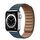 Apple Watch Series 6 Acciaio inossidabile 40 mm (2020) | argento | Cinturino in pelle con pezzo finale M/L blu Baltico thumbnail 1/2