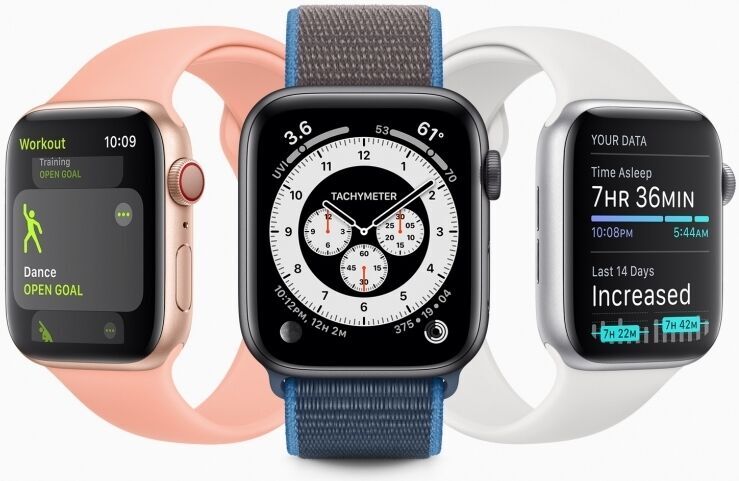 Apple Watch Series 6 Hliník 44 mm (2020) | GPS + Cellular | modrá | sportovní náramek bílá